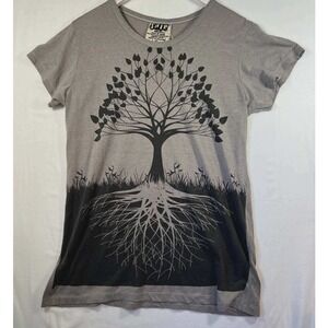 Sure Design Tree of Life Graphic T-Shirt Grey Cotton Nature fairycore earthy